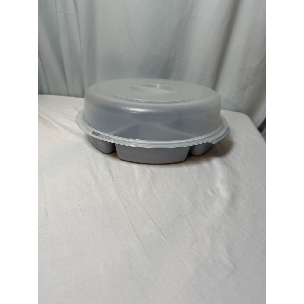 Rubbermaid Servin Saver 0259 Divided Holiday Party Tray Platter Blue With Lid